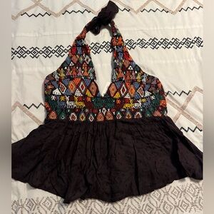 NWT Free People Brown Halter Top